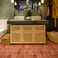Square Grid Red Travertine Marble Mosaic Tile