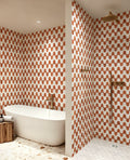 Lily Bell Red & Carrara White Marble Mosaic Tile