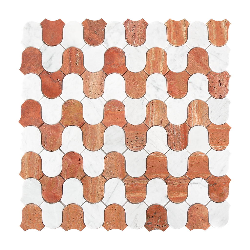 Lily Bell Red Travertine & Carrara White