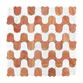Mosaic tile pattern with red travertine and carrara white tiles on a white background