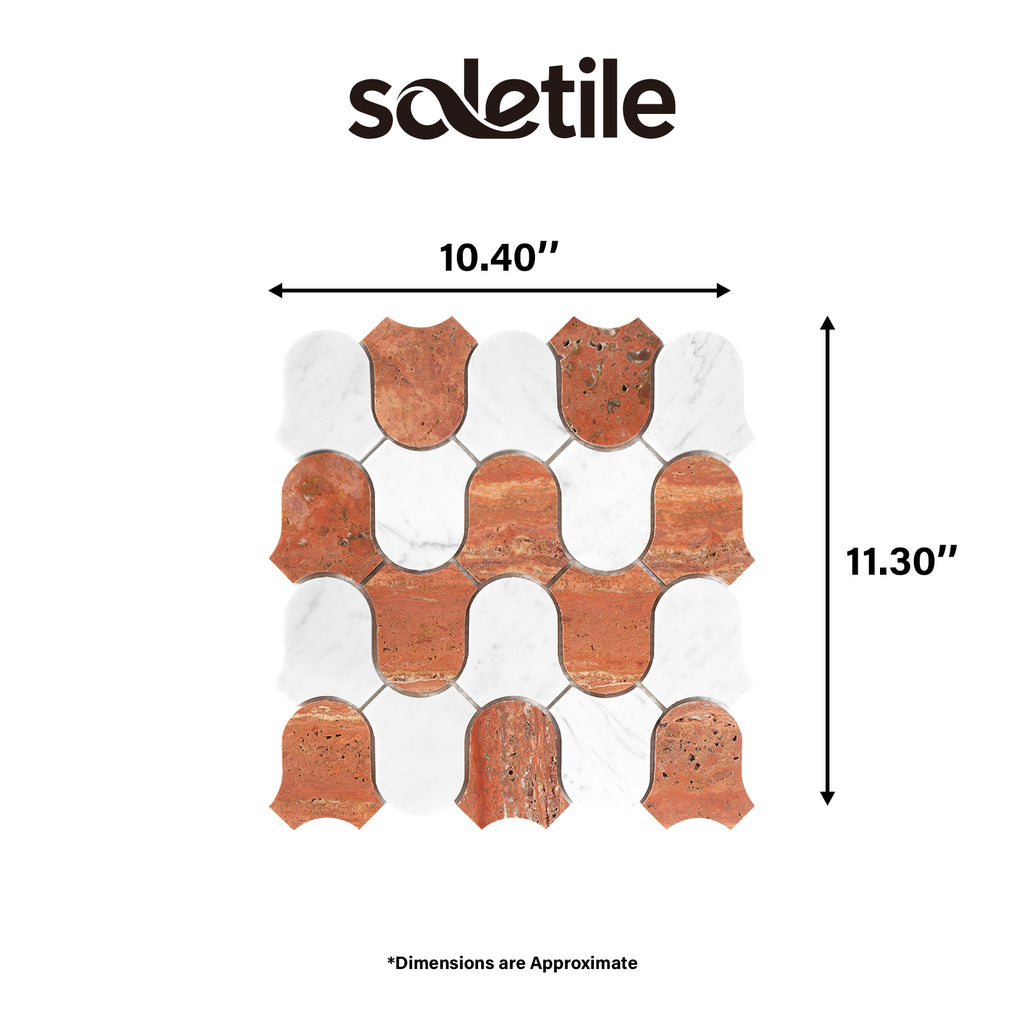 Lily Bell Red Travertine & Carrara White