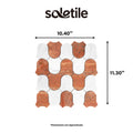 Tile pattern with dimensions labeled, featuring the brand 'soletile'.