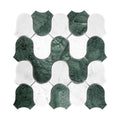 flow pattern marble mosaic tile in Carrara white & Verde
