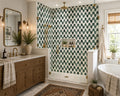 Lily Bell India Green & Carrara White Marble Mosaic Tile