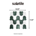 Tile dimensions of marble mosaic tile on a white background