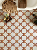 Cross-Star Red Travertine & Carrara White Marble Mosaic Tile