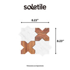 Mosaic tile with dimensions labeled, featuring the brand 'soletile'.