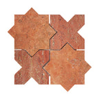 cross and star red travertine mosaic tile