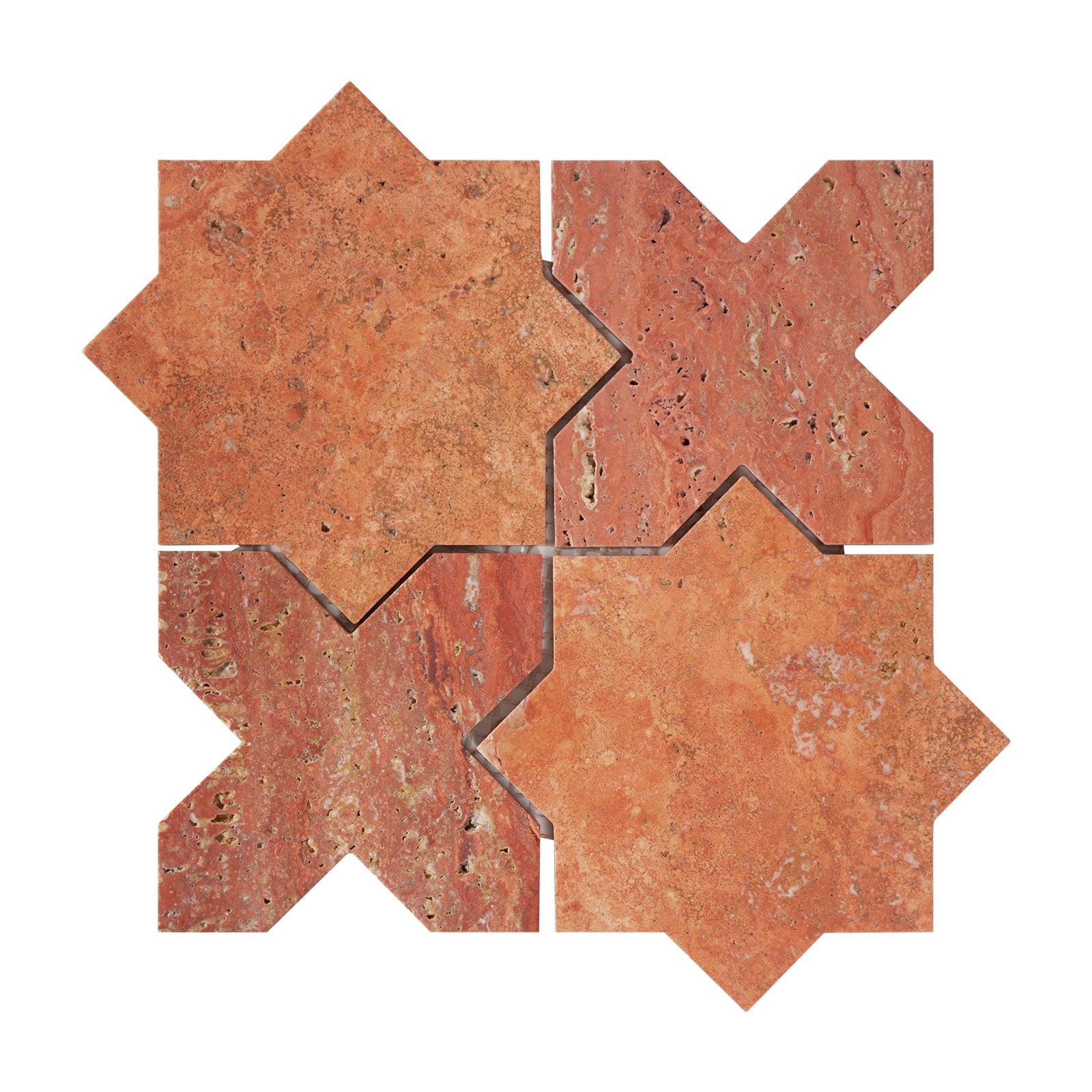cross and star red travertine mosaic tile