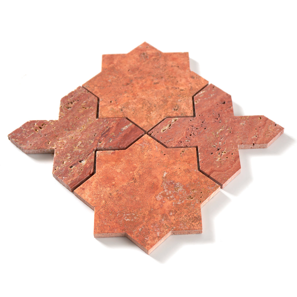 cross and star red travertine mosaic tile