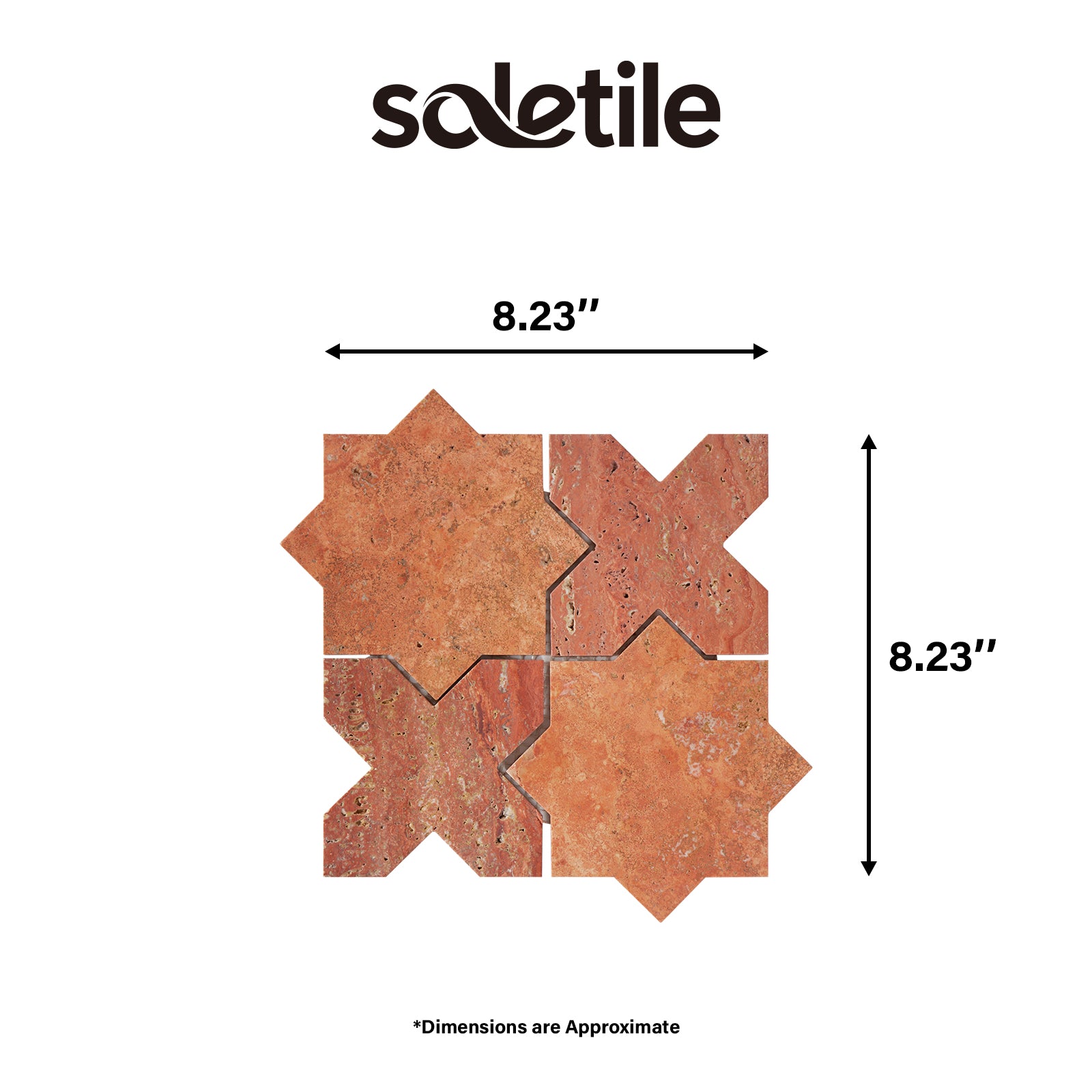 cross and star red travertine mosaic tile