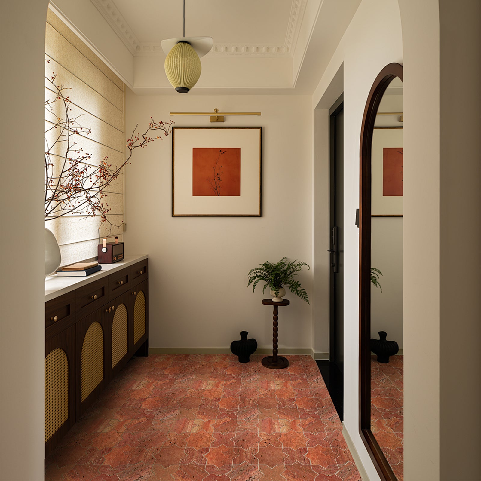 Cross-Star Red Travertine Mosaic Tile