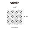 Mosaic tile with dimensions labeled and 'soletile' branding.