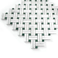 Basketweave pattern mosaic tile of carrara white and green marble on a white background