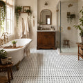 Basketweave 1"x2" Carrara White & Black Jade Marble Mosaic Tile