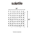 Mosaic tile pattern with dimensions labeled, featuring the brand 'soletile'.