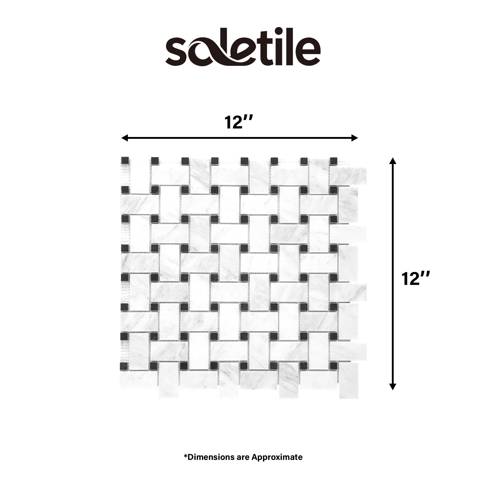 Basketweave Carrara White & Black Onyx