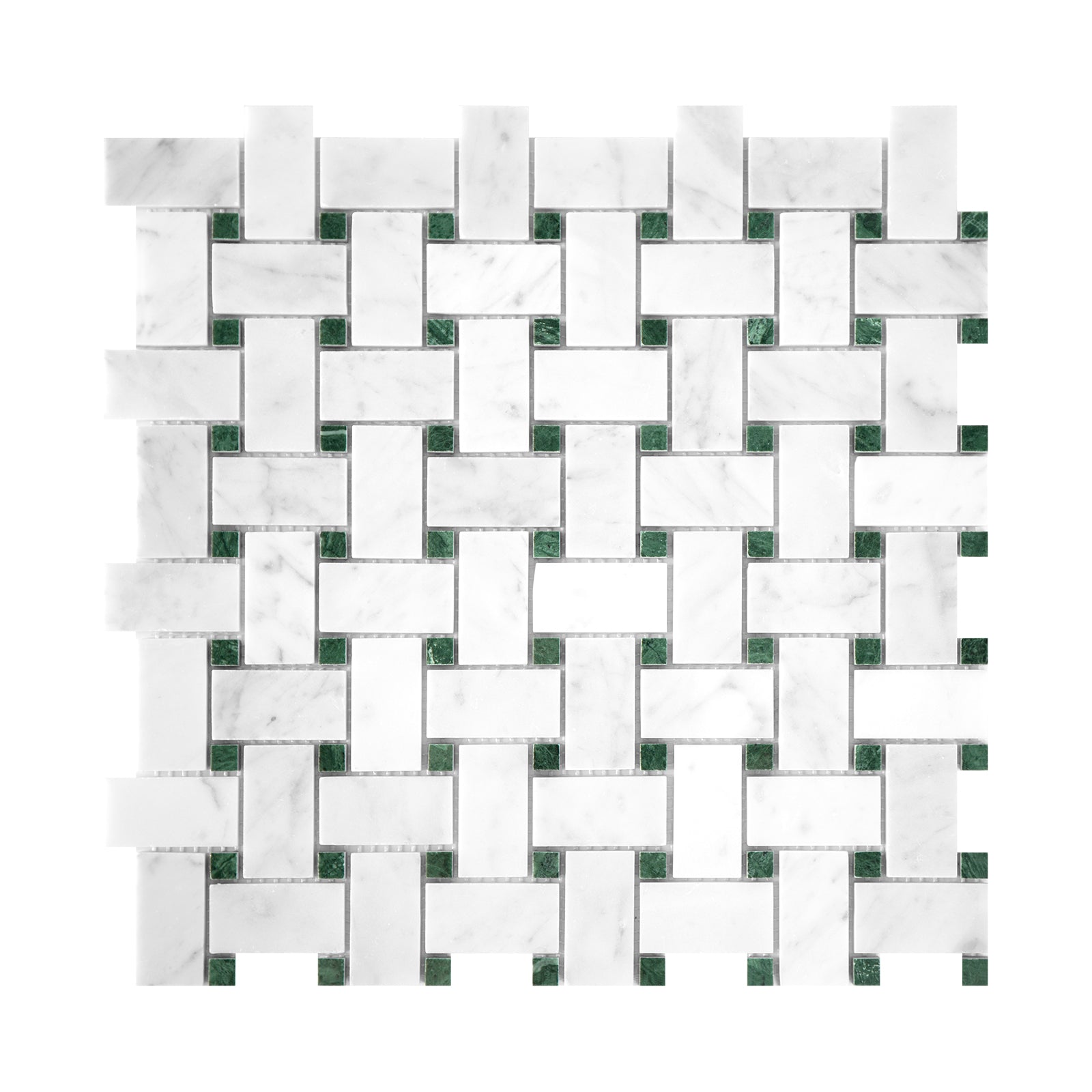 Basketweave Carrara White & Verde Alpi