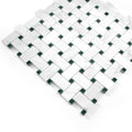 Basketweave pattern mosaic tile of carrara white and green marble on a white background
