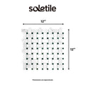 Mosaic tile pattern with dimensions labeled, featuring the brand 'soletile'.