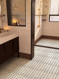 Basketweave 1"x2" Carrara White & Verde Marble Mosaic Tile