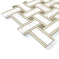 Mosaic tile pattern with geometric design on a white background