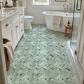 Herringbone Jade Green Marble Mosaic Tile