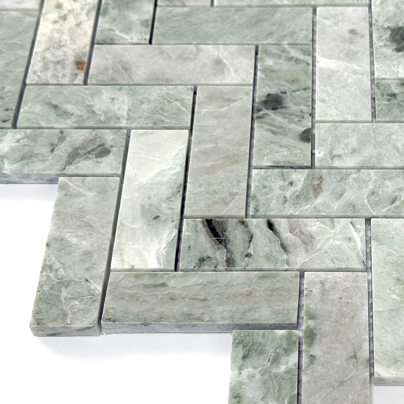 Herringbone Jade Green