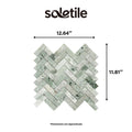 Herringbone Jade Green Marble Mosaic Tile