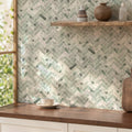 Herringbone Jade Green Marble Mosaic Tile
