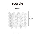 Mosaic tile with dimensions labeled, featuring the brand 'soletile'.