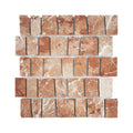 Rojo hand-cut marble mosaic tiles on a white background