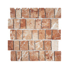Rojo hand-cut marble mosaic tiles on a white background