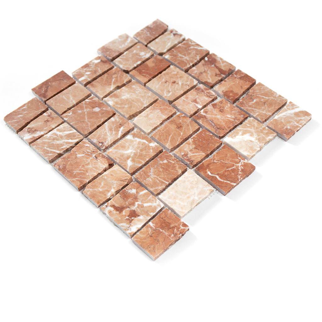 Hand-cut Mosaic tile pattern on a white background