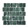 Green marble mosaic tiles on a white background