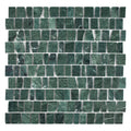 Green marble mosaic tile pattern on a white background