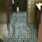 Rough-Cut Verde Marble Mosaic Tile