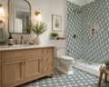 Geometric Grid Verde & Carrara White Marble Mosaic Tile