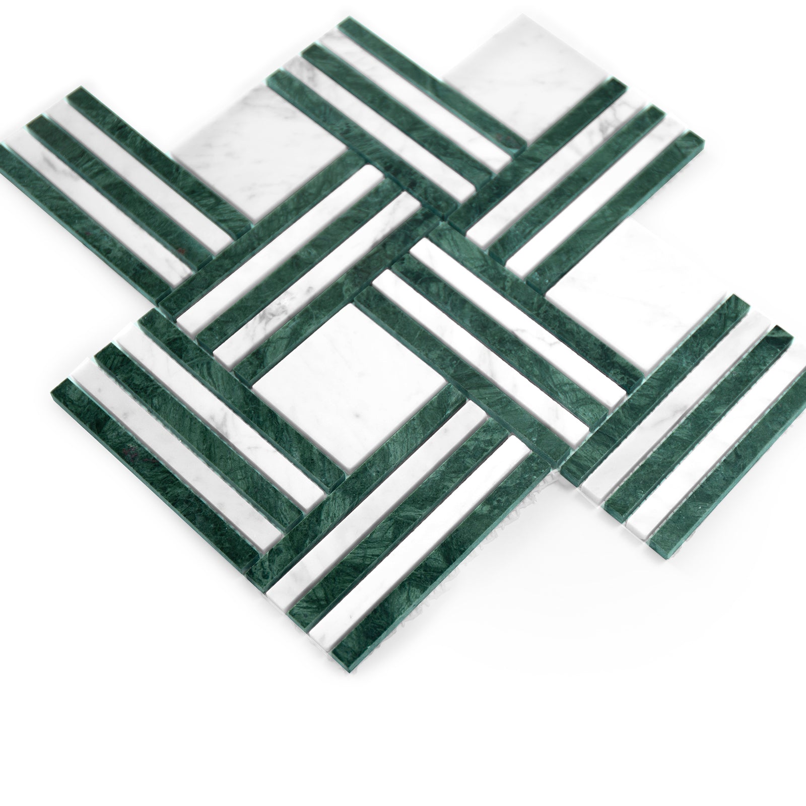 Geometric Grid Verde & Carrara White