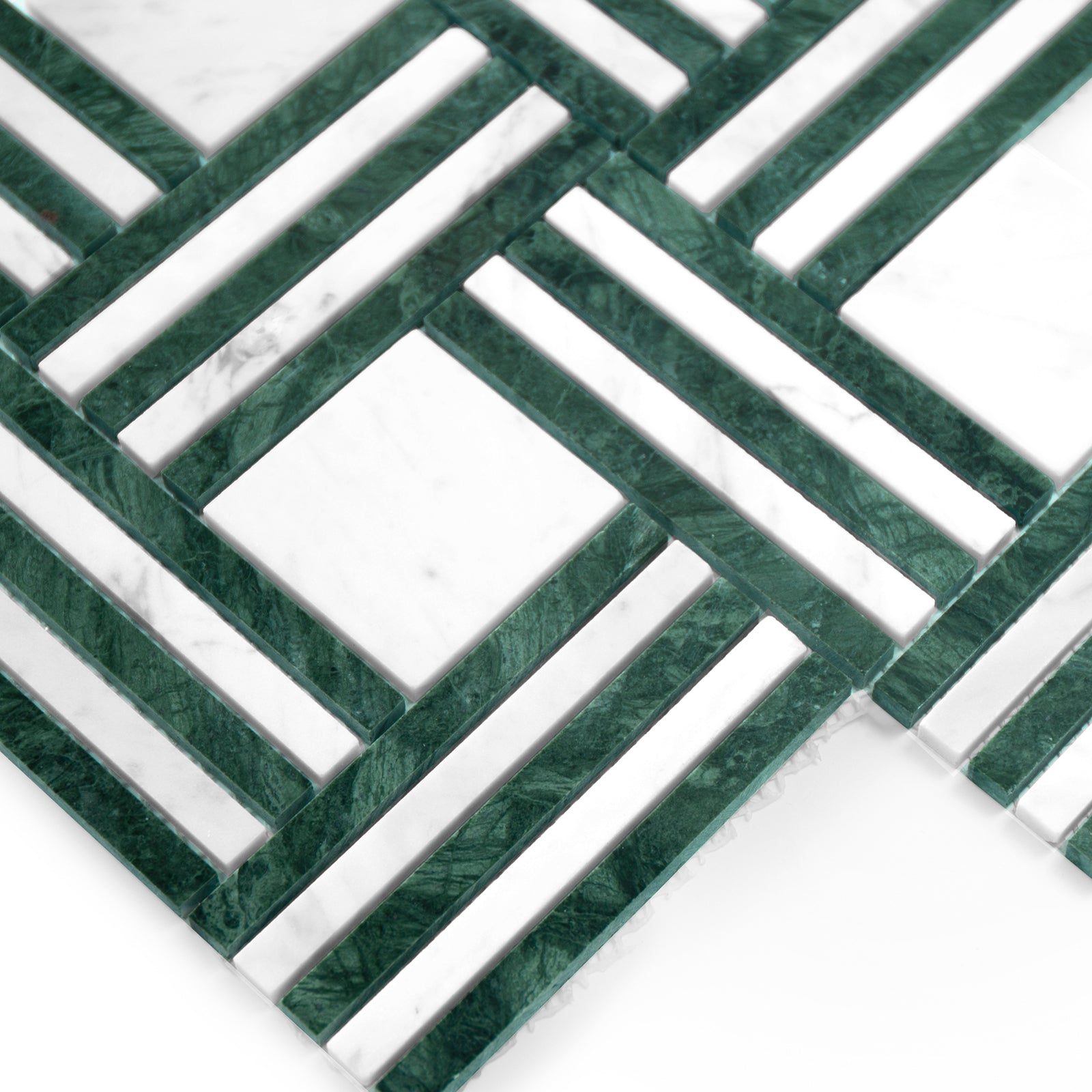 Geometric Grid Verde & Carrara White