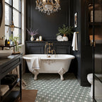 Geometric Grid Verde & Carrara White Marble Mosaic Tile