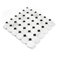 Octagon and dot mosaic in carrara white tiles on a white background
