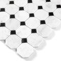 Octagon and dot mosaic tile with carrara white and black marble