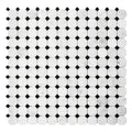 Mosaic octagon and dot pattern of black and carrara white marble on a white background