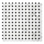 Mosaic octagon and dot pattern of black and carrara white marble on a white background