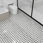 Octagon Carrara White & Black Jade Marble Mosaic Tile