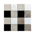 Grid Ariston White & Black Jade & Cloud Gray Marble Mosaic Tile