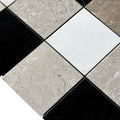 Grid Ariston White & Black Jade & Cloud Gray Marble Mosaic Tile