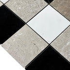 Grid Ariston White & Black Jade & Cloud Gray Marble Mosaic Tile