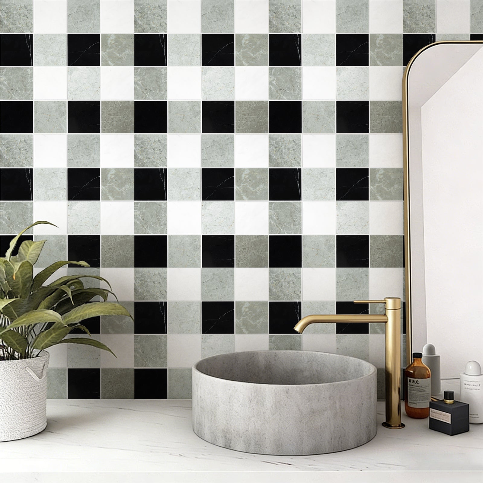 Grid Ariston White & Black Jade & Cloud Gray